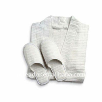 Waffle bathrobes and slippers set